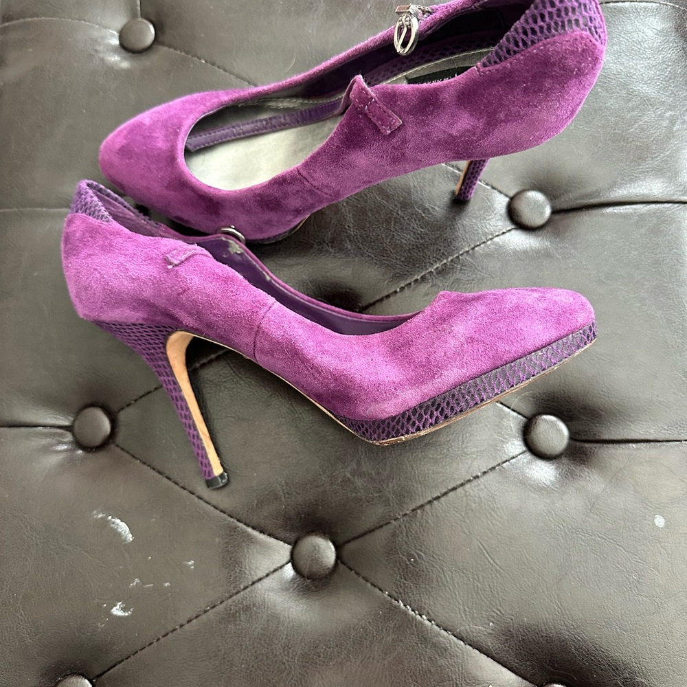 White House Black Market Purple Suede Heels - Picture 3 of 5